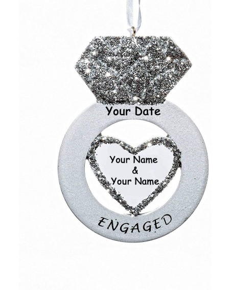 Ornaments Personalized Wedding Diamond Engagement Ring Christmas Ornament for Engaged Couple Engagement Party Shower Gift - F...