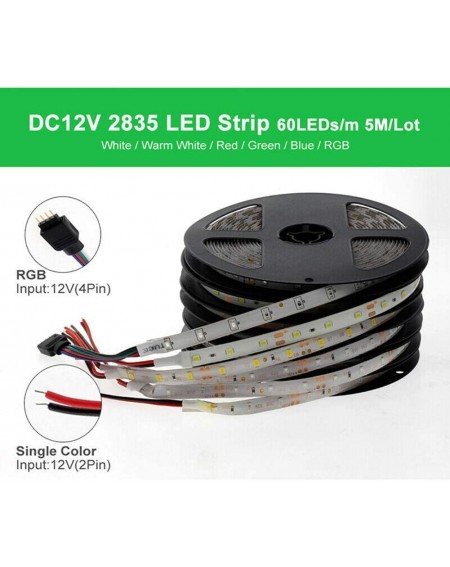 Rope Lights 16.4ft/5M LED Strip Lights- 300LEDs 12V LED Strip SMD 5050 2835 Flexible 3M Tape Strip Light for Home Decoration ...