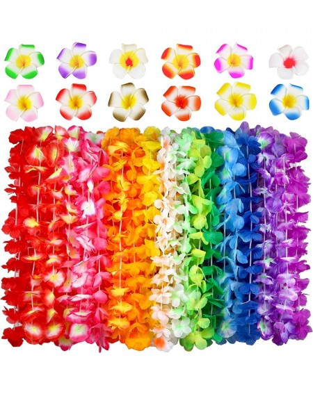 Party Favors Hawaiian Leis- (54 Designs Total) 42 Flowers Necklaces 7 Colour and 12 Hair Clips for Party Supplies- Hawaiian L...
