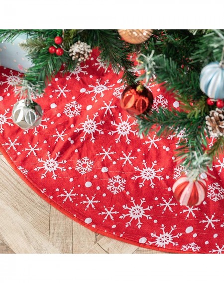 Tree Skirts 48 inches Checked Christmas Tree Skirt- Red and Black Buffalo Plaid Double Layers Xmas Tree Base Cover Mat for Ch...