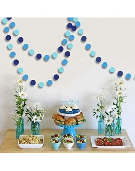 Banners & Garlands 39ft Hanging Blue Party Decoration Circle Banner Paper Streamer Polka Dot Garland for Blue Party Decoratio...