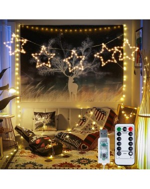 Indoor String Lights Star String Lights-USB Powered 125 LED 5-Star Hanging Fairy Lights with Remote & 8 Modes for Outdoor Ind...