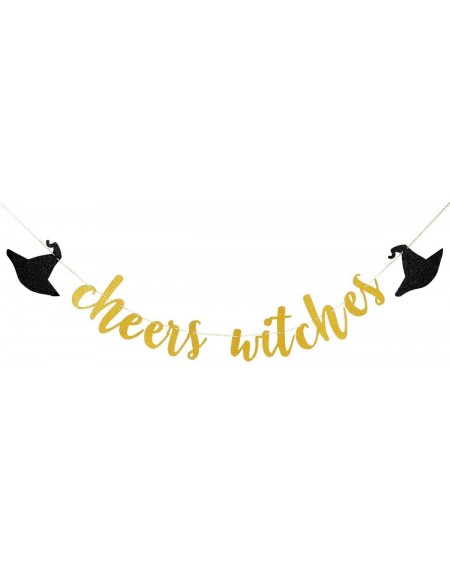 Banners Gold Glittery Cheers Witches Banner- Halloween Party Decorations-Halloween Bachelorette Party Decorations-Bachelorett...