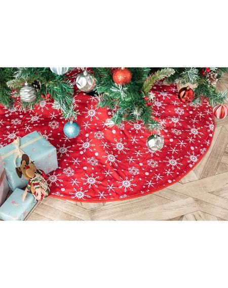 Tree Skirts 48 inches Checked Christmas Tree Skirt- Red and Black Buffalo Plaid Double Layers Xmas Tree Base Cover Mat for Ch...