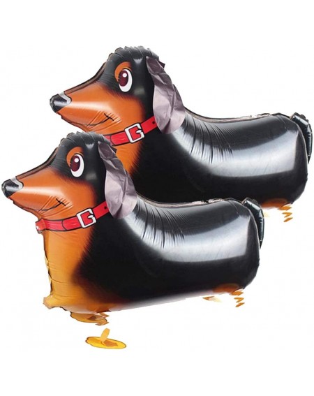 Balloons Reusable Aluminum Foil Auto-sealing Walking Pet Dog Dachshund Balloon Black 2 pc - CG18HTYLRLI $17.19