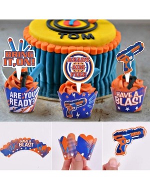 Party Favors Dart War Party Cupcake Toppers Wrappers Kids Birthday Gun Picks Target Bullet Dart War Party Supplies Decoration...