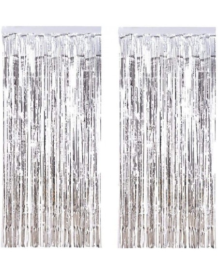 Photobooth Props 3 ft x 8 ft Silver Foil Curtains Metallic Foil Fringe Curtain for Birthday Baby Shower Ideal Bachelorette Pa...