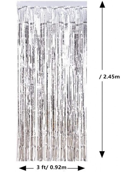 Photobooth Props 3 ft x 8 ft Silver Foil Curtains Metallic Foil Fringe Curtain for Birthday Baby Shower Ideal Bachelorette Pa...