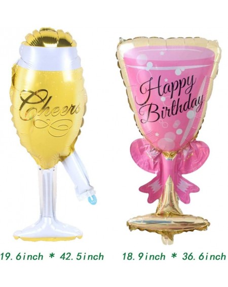 Balloons 2 PCS Pink Champagne Goblet Cheers Foil Balloons for Baby Shower Birthday Party Decorations - CV19CZHOE5G $12.82