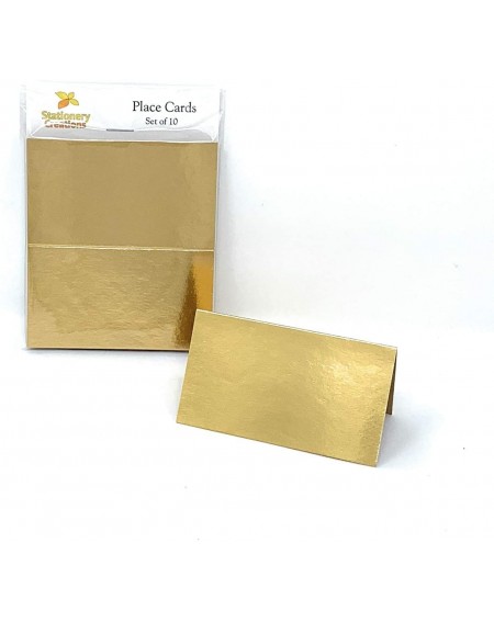 Place Cards & Place Card Holders Gold Foil Place Cards - Folded Tent Style - Set of 10 - Stationery Party Event Supplies - CT...