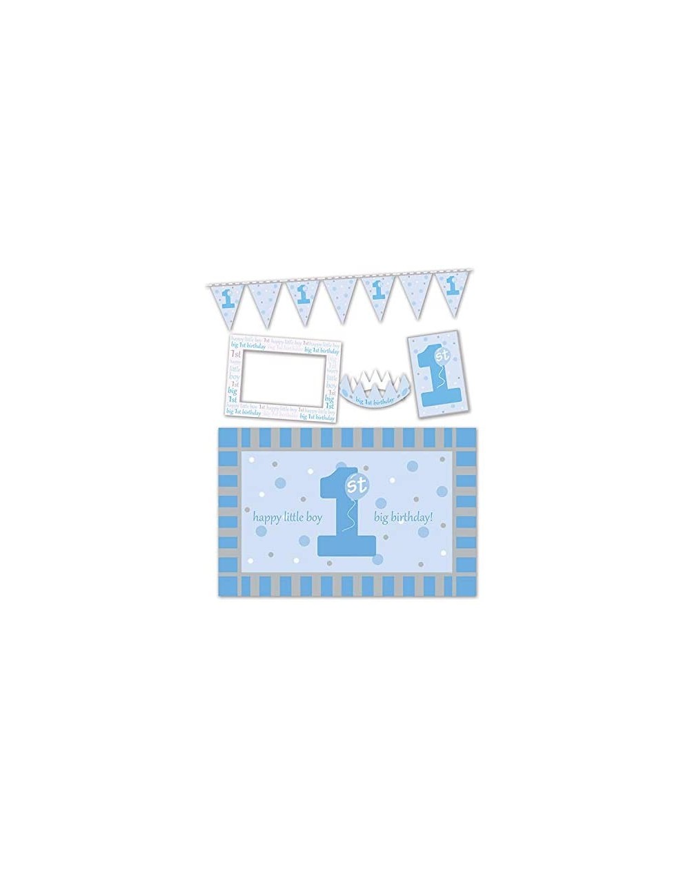 Party Packs Blue 1st Birthday High Chair Decorating Kit (5 Piece)- Adjustable- Multicolor - CC18C7LZETO $12.48