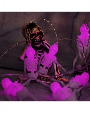 Outdoor String Lights Halloween Skeleton Skull String Lights Battery Operated- Spooky Halloween Decoration Waterproof 15LED S...