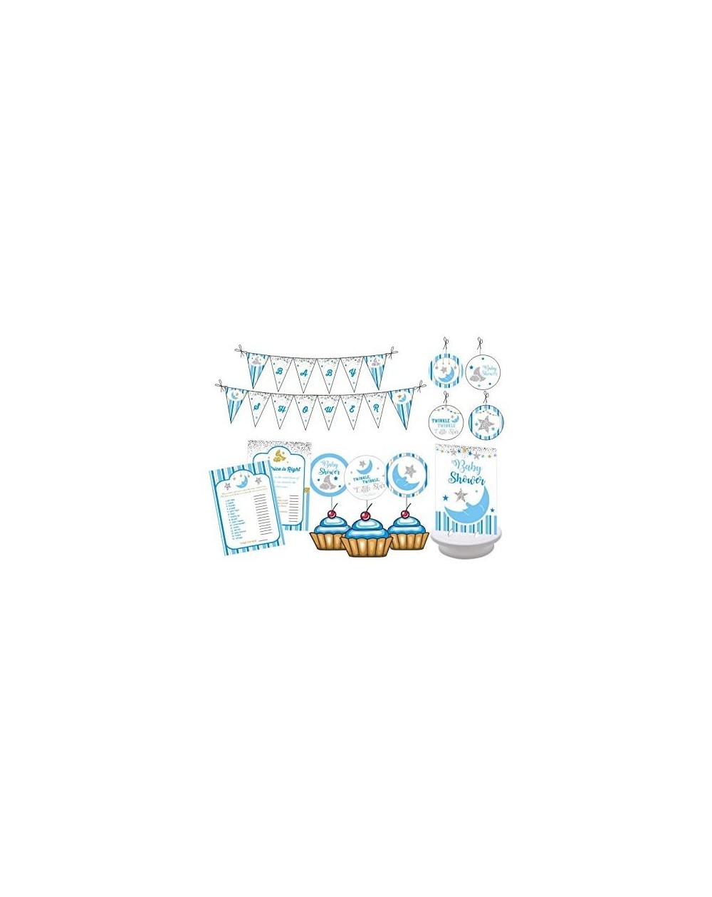 Party Packs Twinkle Little Star Shower Party. Boy Baby Shower Party Decorations. It's a Boy. Includes Party Games- Centerpiec...