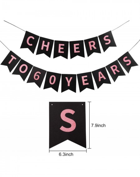 Banners & Garlands 60th Birthday Party Decorations Kit for Women - Cheers to 60 Years Banner- 6Pcs Celebration 60 Hanging Swi...
