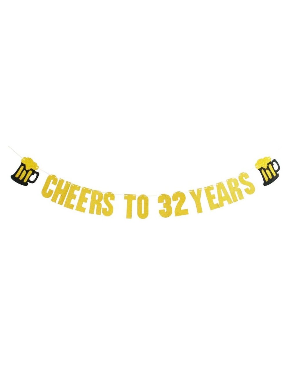 Banners & Garlands Cheers 32nd Birthday Decorations-God Glitter 32 Birthday and 32 Anniversary Party Decorations-Cheers to 32...