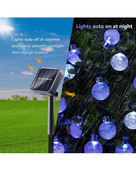 Outdoor String Lights Solar Globe Christmas Lights- 50 LED 29.5ft Solar String Lights with 8 Modes- Waterproof Crystal Ball C...