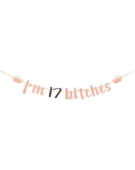 Banners & Garlands Rose Gold Glitter I'm 17 Bitches Banner - Happy 17th Birthday Banner - Girl's 17th Birthday Party Decorati...