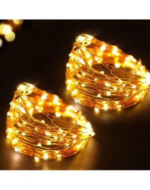 Indoor String Lights Waterproof Battery Powered - 66' Long 200 Leds (33'x 2) Warm White Glow - Copper Color Wire - C818ZYR8KY...