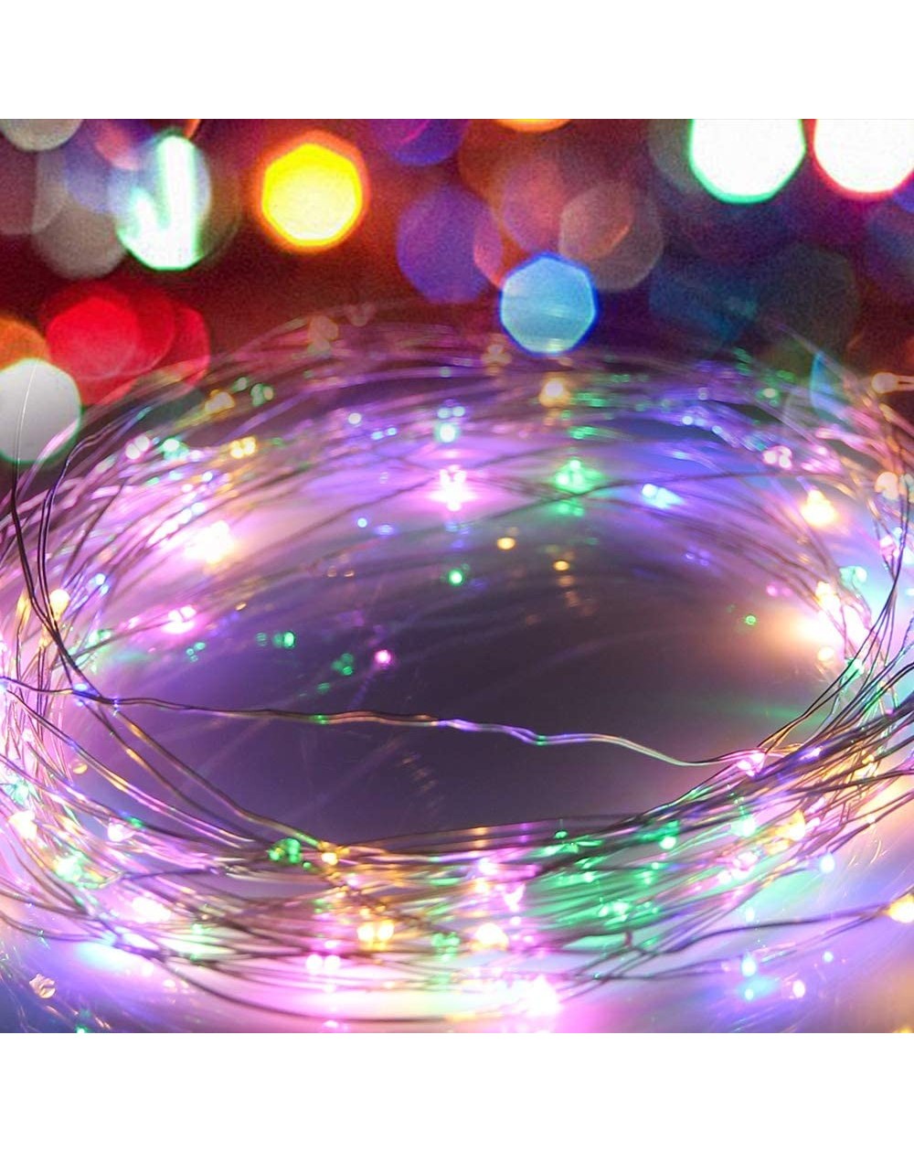 Indoor String Lights 33ft 100 LED Fairy Lights Sound Activated Music LED String Lights Battery Powered with Remote Control fo...