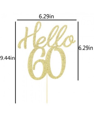 Cake & Cupcake Toppers Hello 60 Cake Topper - Gold Glitter Cake Topper for 60th Birthday Anniversary Party Decorations Suppli...