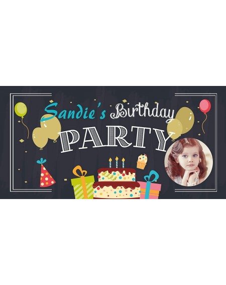 Banners & Garlands Personalized Birthday Party Banner with Kid's Photo- Happy Birthday Banner Vinyl Banners with Customized P...