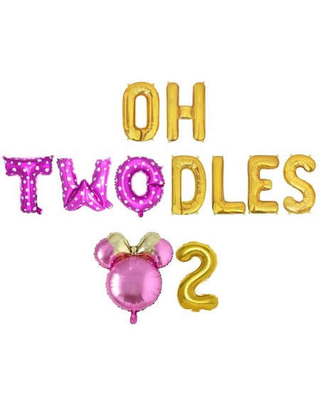 Balloons Oh Twodles Birthday Balloons- Pink Oh Twodles Balloon Birthday Banner Minnie Mouse Party Supplies Number 2 Balloon f...