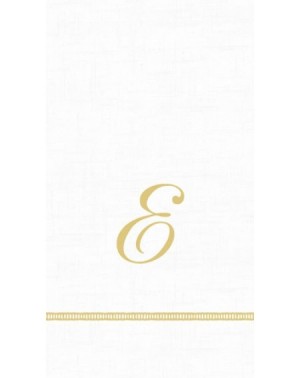 Tableware 3-Ply Paper Hemstitch Script White Monogram- 15 Count Guest Towel Napkins Letter E- Set of 2 - E - C718DY4DLKY $21.87