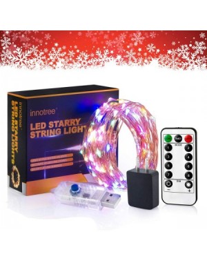 Outdoor String Lights Color Changing Fairy Lights USB Plug in with Remote Dimmable- 33ft 100 LEDs Multi-Colored Firefly Twink...