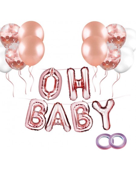 Balloons Rose Gold OH BAbY Letter Balloons(16 Inch)- Mylar Foil Letter Balloons for Baby Girl Shower Decorations Backdrop-Ext...