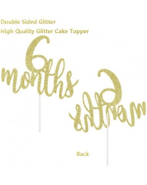 Banners Gold Glittery 6 Months Happy Half Banner and Gold Glittery 6 Months Cake Topper（Double Sided Glitter）- 6 Month Banner...