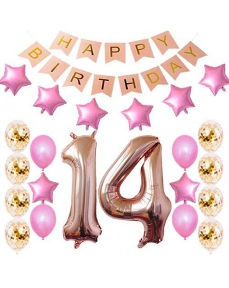 Balloons 14th Birthday Decorations Party Supplies Happy 14th Birthday Confetti Balloons Banner and 14 Number Sets for 14 Year...