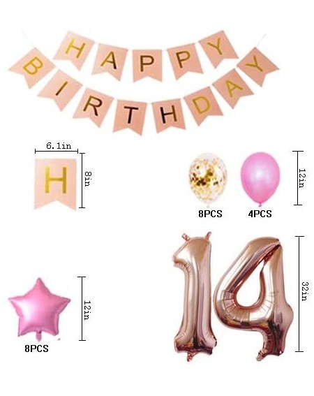 Balloons 14th Birthday Decorations Party Supplies Happy 14th Birthday Confetti Balloons Banner and 14 Number Sets for 14 Year...