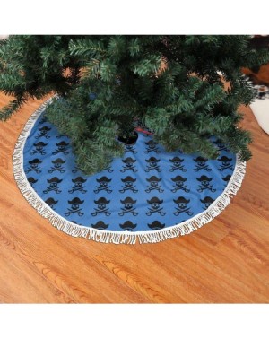 Tree Skirts Pirate Skull Christmas Tree Skirt for Decor- New Year Festive Holiday Party Decoration with White Fringed Lace - ...