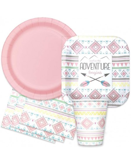 Party Packs Boho Tribal Baby Shower Party Supplies Set -"and So The Adventure Begins" Themed Paper Plates- Napkins - CH18HSGG...