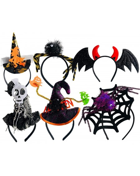 Party Favors 6 Pack Halloween Headbands Pumpkin Witch Spider Headband Halloween Party Supplies-Halloween Costume Supplies- Co...