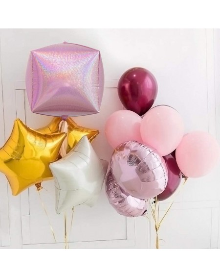 Balloons 4D Balloons 5Pcs 24 inch Holographic Laser Mylar Foil Balloons Square Sphere Foil Balloon- Great for Birthday Weddin...
