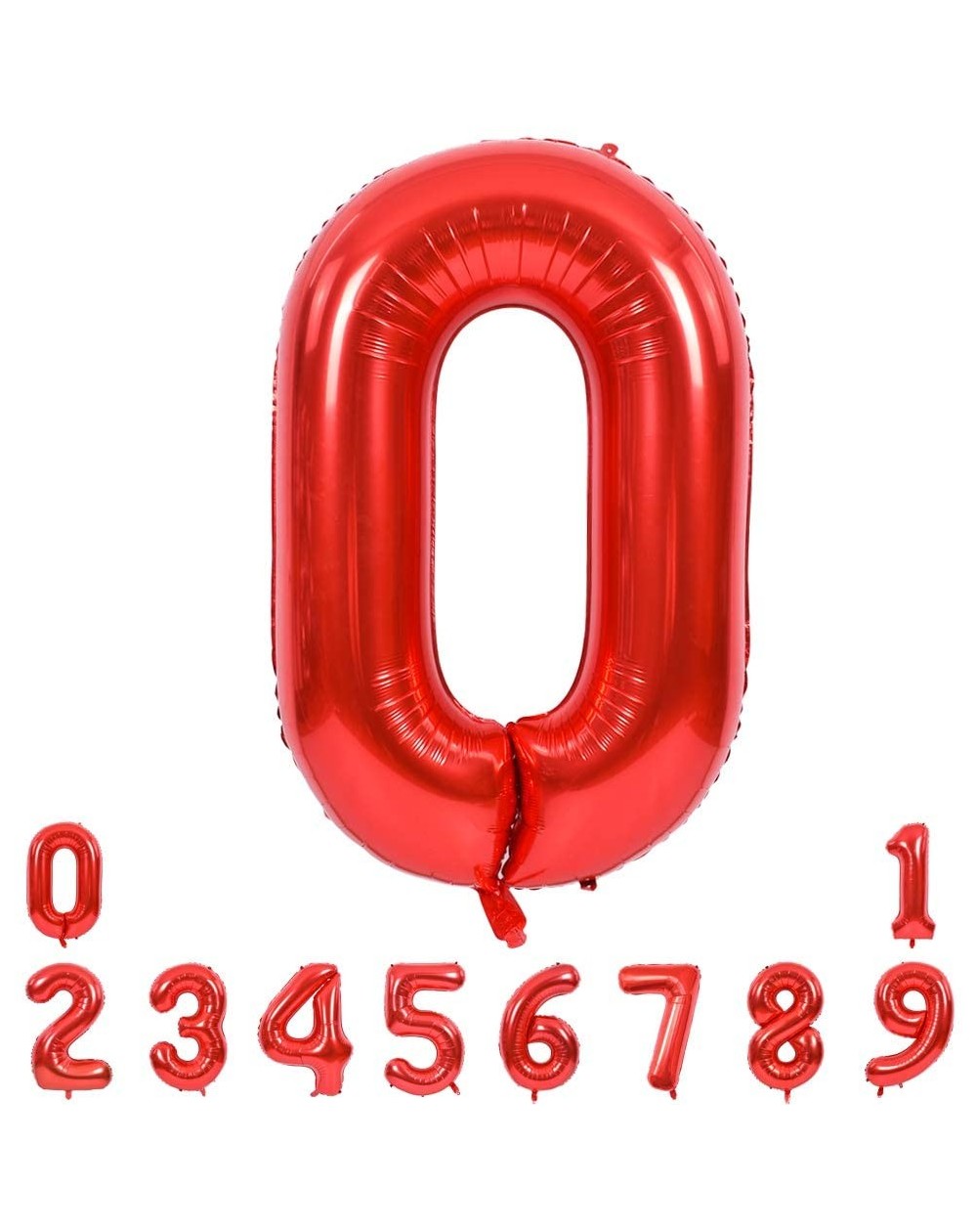 Balloons 40 Inch Red Large Numbers Balloons 0-9- Number 0 Digit 0 Helium Balloons- Foil Mylar Big Number Balloons for Birthda...
