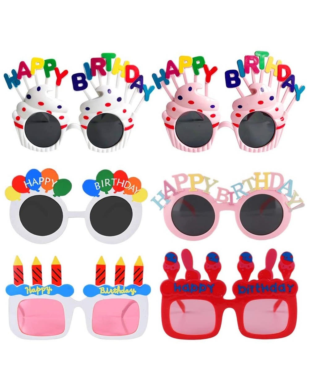 Adult Novelty Novelty Birthday Glasses - Birthday Photo Props Funny Sunglasses - Birthday Party Favors for Kids & Adults 6 Pa...