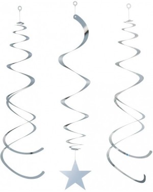 Banners & Garlands Hanging Swirl Decorations Silver Stars Decorations Pack of 30-Plastic Swirl Party Decorations For Ceiling ...