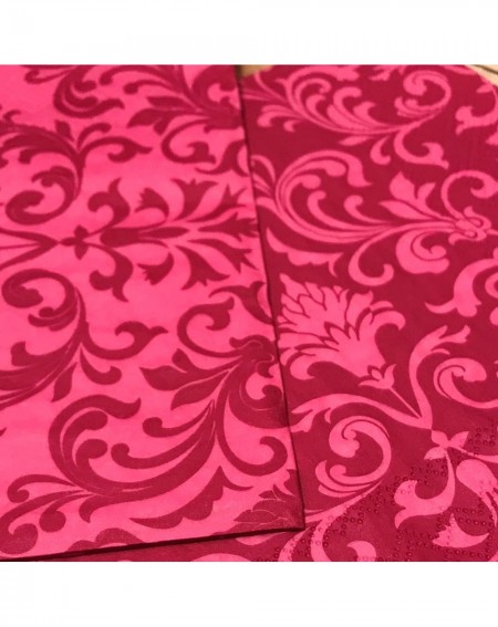 Tableware 40 Count Pink Palmetto Damask Napkins- 2 Packs of 20- 3 Ply Paper- Luncheon Size- 6.75 x 6.75 Inches- Food Safe Ink...