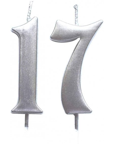 Cake Decorating Supplies Silver 17th Birthday Numeral Candle- Number 17 Cake Topper Candles Party Decoration for Girl Or Boy ...