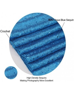 Tablecovers Sequin Tablecloth Drapes Sparkly 90"x90" Aqua Blue Sequin Fabric for Halloween Thanksgiving Decor - Aqua Blue - C...