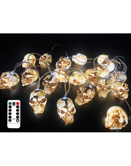 Outdoor String Lights 11.5 Feet Battery Operated Halloween String Light with 20 LED Skulls/Pumpkin- 8 Modes Dimmable Waterpro...