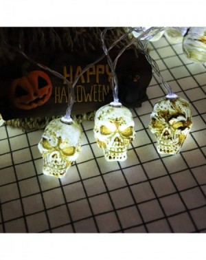 Outdoor String Lights 11.5 Feet Battery Operated Halloween String Light with 20 LED Skulls/Pumpkin- 8 Modes Dimmable Waterpro...