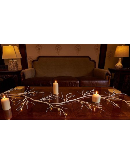 Garlands Birch Garland Lights 6FT 48 LED Battery Operated - Lighted Twig Vine with Timer for Christmas Fireplace Decoration I...