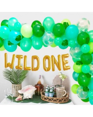 Balloons Jungle Safari Themed Party Supplies-Wild ONE Foil Balloons with Green Curtains-12inch Leaf Green Balloons Favors for...