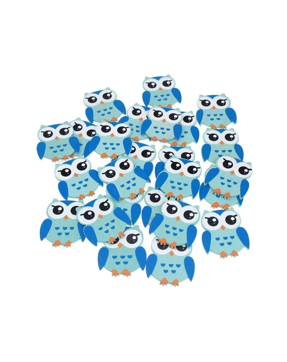 Favors Small Owl Animal Wooden Baby Favors- Blue- 1-1/4-Inch (25-Piece) - CB17YEU0G32 $7.51