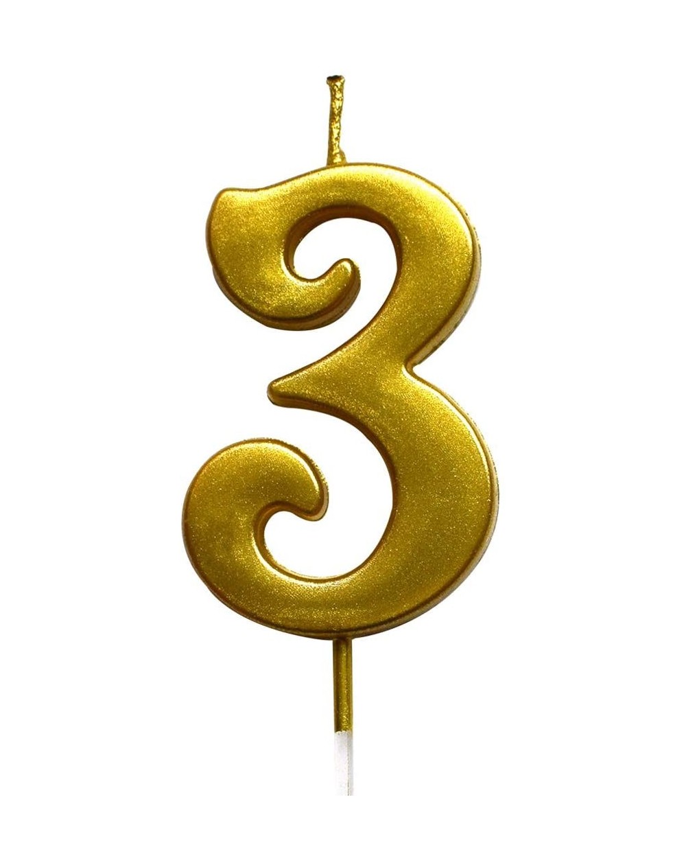 Birthday Candles Gold 3rd Birthday Numeral Candle- Number 3 Cake Topper Candles Party Decoration for Girl Or Boy - CC18TYGCRN...