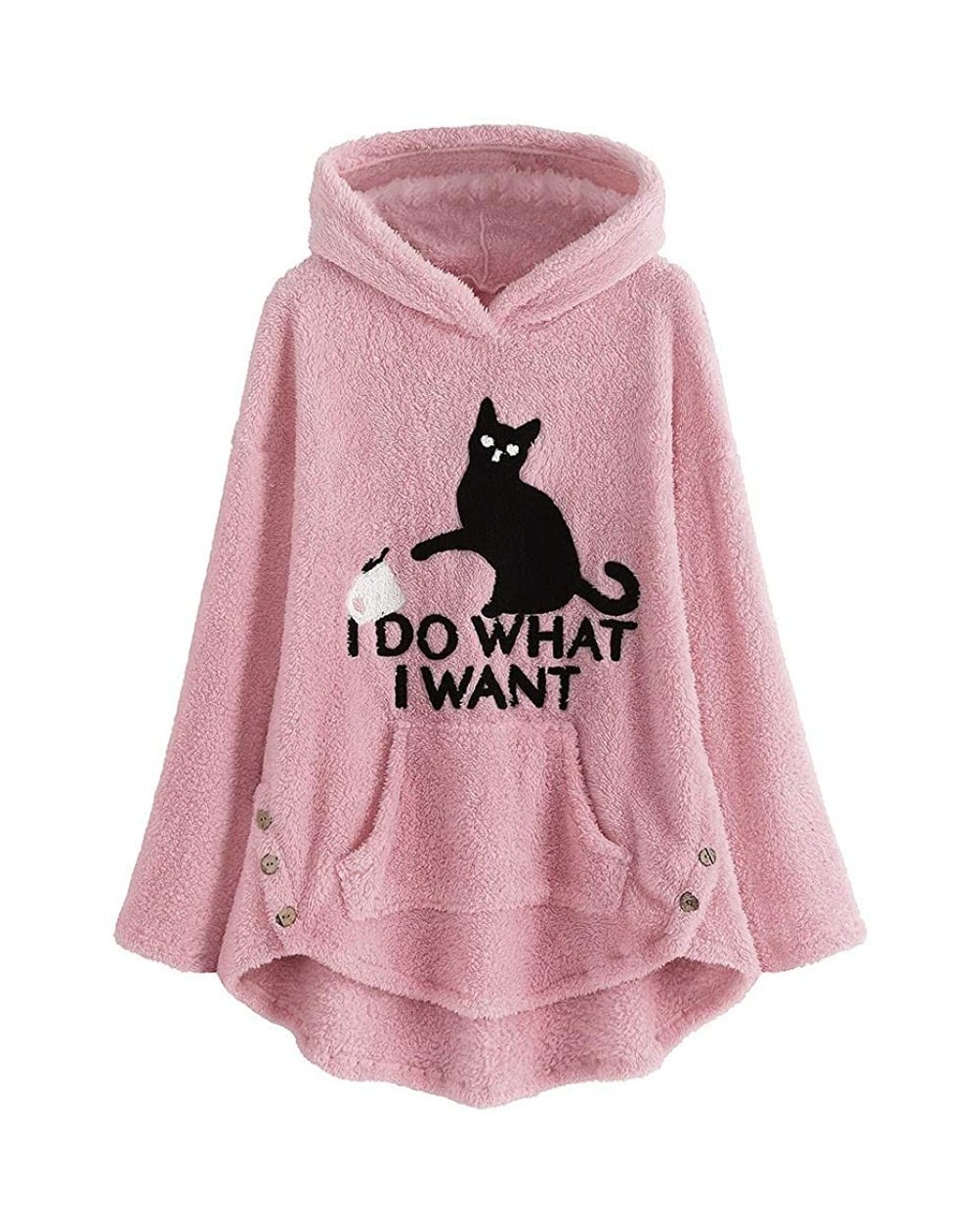 Banners Pullover Hoodie Women Plus Size-Womens Winter Warm Thick Plush Coat Jacket Cat Print Hooded Vintage Overcoat with Poc...