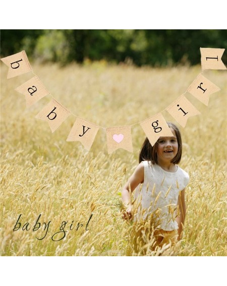 Banners & Garlands Baby Girl Burlap Banner - Decorations for Baby Girl - Shower 2 - CG12FDNVF8V $7.53